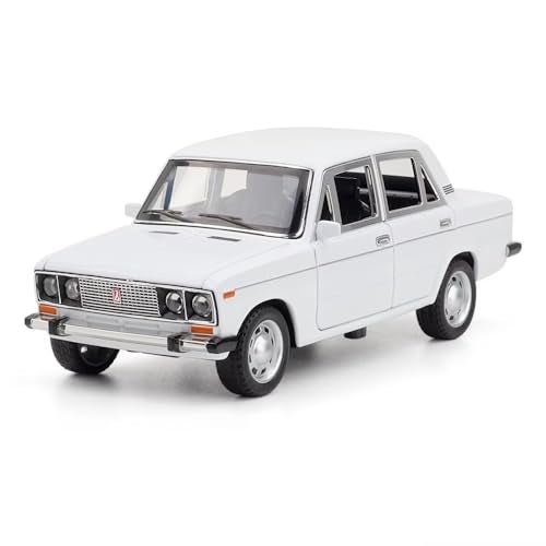 FEXXA 1:24 Scale Lada 2106 Die-Cast Metal Toy Model Car for Kids - Pull Back Mechanism, Birthday Gift for 3+ Year Old Boys, Black (White) - Image 1