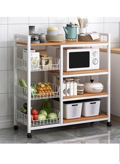 AGD 4-Tier Kitchen Storage Shelf Rack Kitchen Cabinet with wheel Microwave Oven Stand Kitchen Baker's Rack for Dining Room Rolling Storage Cart Free Standing Utility Storage Shelf  - Image 2