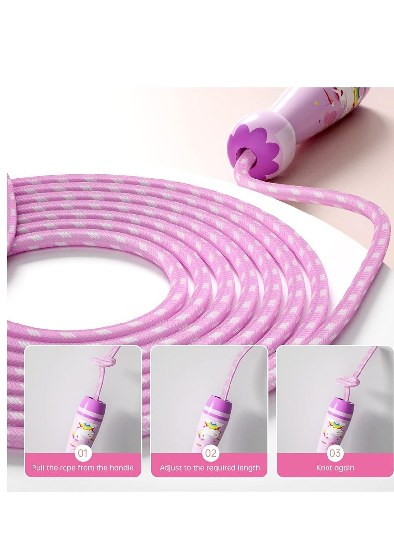 Jump Rope for Kids-Adjustable Cotton Braided Skipping Rope with Wooden Handle for Toddler Fitness Workout Exercise Outdoor Activity - Image 2