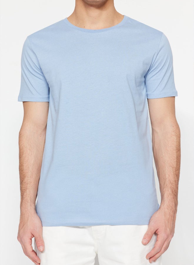 trendyol Blue Slim/Slim Cut 100% Cotton Basic Crew Neck T-Shirt TMNSS19BO0001 - Image 3