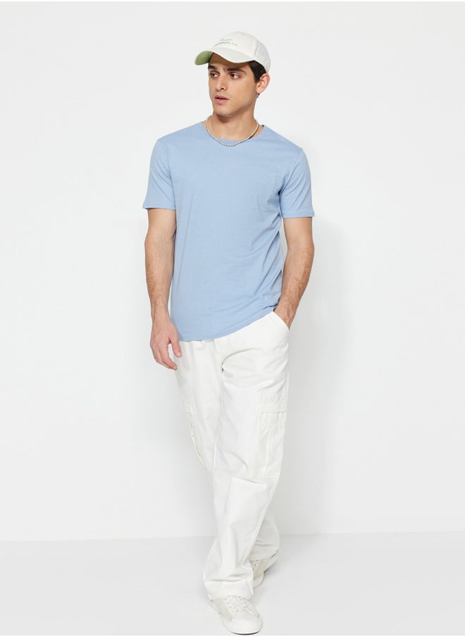 Blue Slim/Slim Cut 100% Cotton Basic Crew Neck T-Shirt TMNSS19BO0001 - pzsku/ZCFF3E16BE0E96C26D0BFZ/45/_/1739718370/499535ac-1c7b-4b61-ade2-d0a7e2fb0765