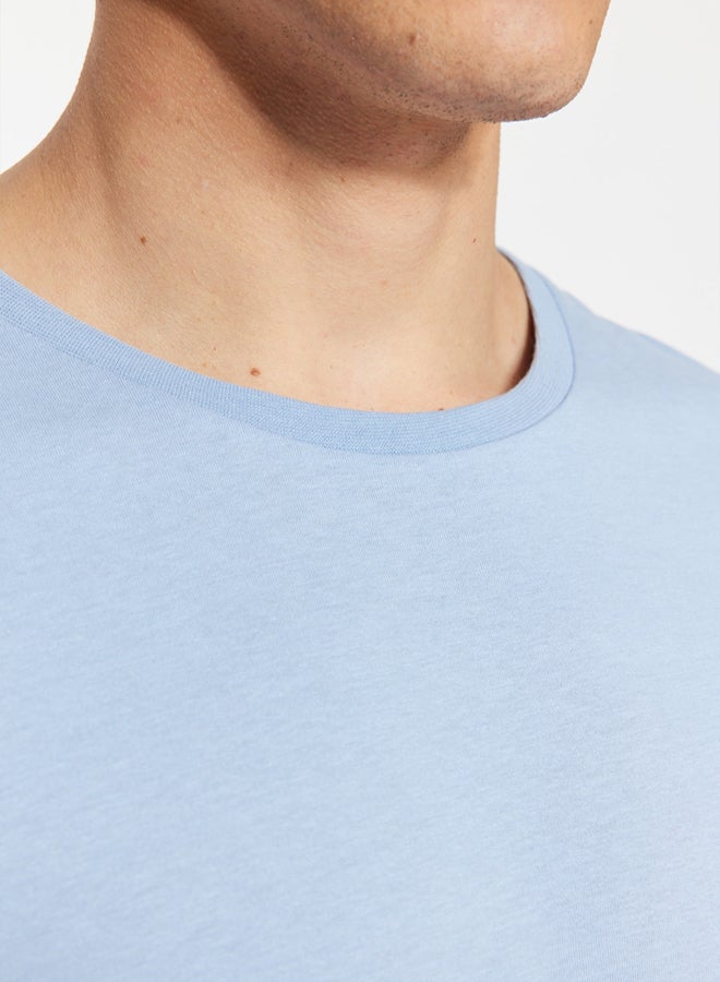trendyol Blue Slim/Slim Cut 100% Cotton Basic Crew Neck T-Shirt TMNSS19BO0001 - Image 5
