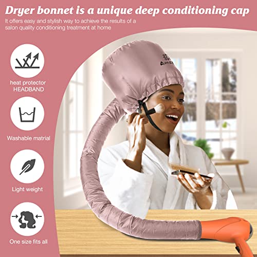 Amzpic Bonnet Hood Hair Dryer Attachment - Soft, Adjustable Extra Large Bonnet Hair Dryer for Speeds Up Drying Time at Home, Easy to Use for Styling, Curling and Deep Conditioning (Pink) - Image 4