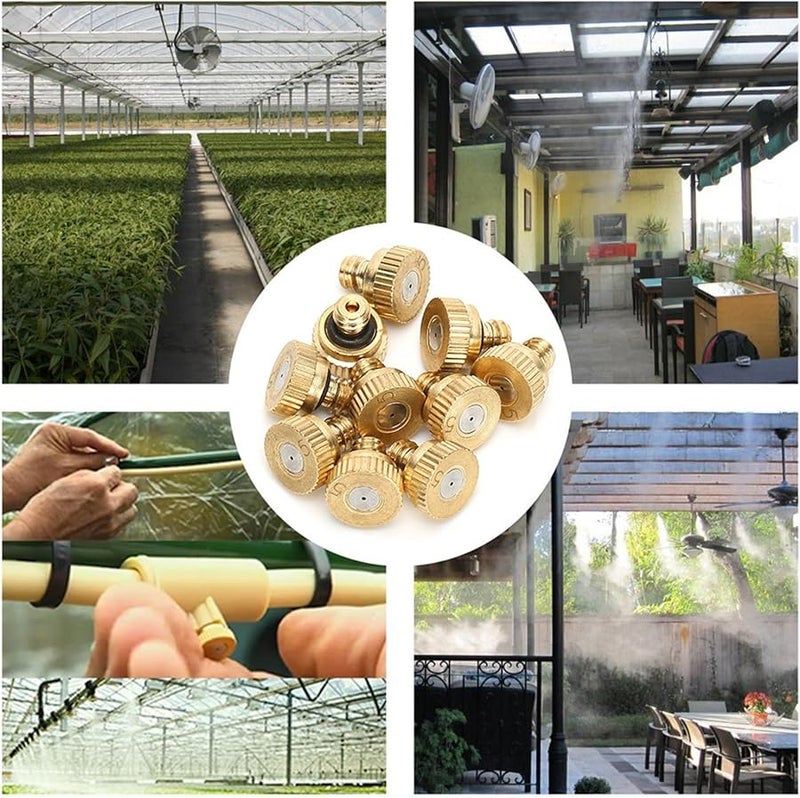 فوهات الرش بالضغط المنخفض من النحاس الأصفر 0.5 مم 10 قطعة للتبريد الخارجي وترطيب البيوت المحمية - Image 4