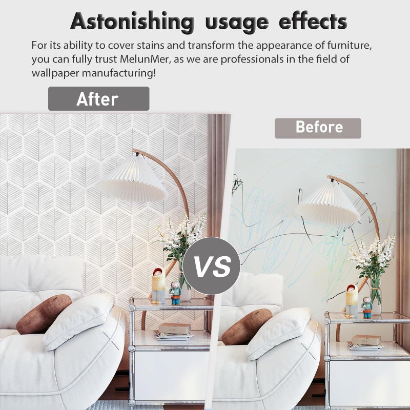 MelunMer Grey Modern Peel and Stick Wallpaper Boho Removable Self Adhesive 78.8''L 17.3''W Wallpaper for Bedroom/Bathroom Waterproof Contact Paper for Cabinets/Drawers Geometric Contact Paper Gray - Image 4
