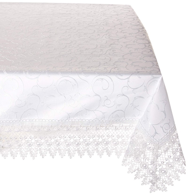 HomeCrate Flower Bow tablecloths 70 in x 120 in White
