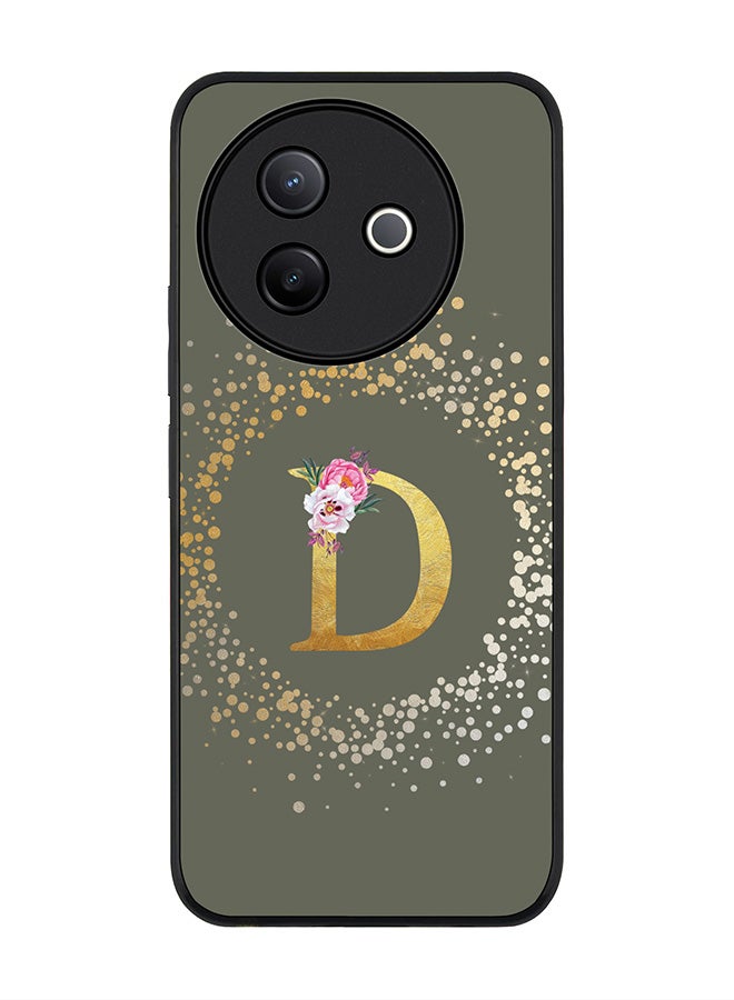 Stylizedd For Vivo Y39 5G / vivo Y300i 5G Case,Slim fit Camera Protection, Shockproof Thin Phone cover  - Custom Monogram Floral - D  (Olive Green ) - Image 1