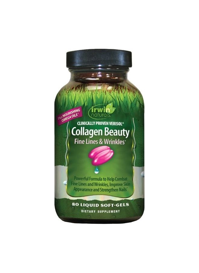 Irwin Naturals Collagen Beauty - 80 Liquid Softgels - Helps Combat Fine Lines & Wrinkles, Improves Skin Appearance & Strengthens Nails - 13 Total Servings  - Image 1