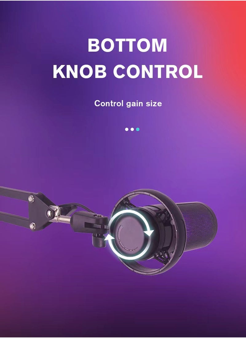 Generic - Gaming PC USB Microphone Podcast Condenser Mic With Adjustable Arm Stand Pop Filter Mute on For Streaming Twitch Online Chat Snapchat Computer Mic For PS4 PS5 PC Gamer Youtuber - Image 1
