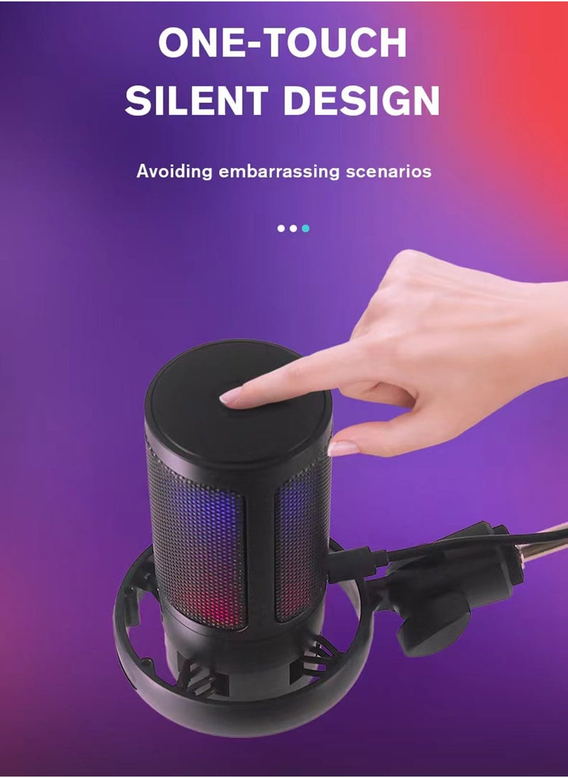 Generic - Gaming PC USB Microphone Podcast Condenser Mic With Adjustable Arm Stand Pop Filter Mute on For Streaming Twitch Online Chat Snapchat Computer Mic For PS4 PS5 PC Gamer Youtuber - Image 1