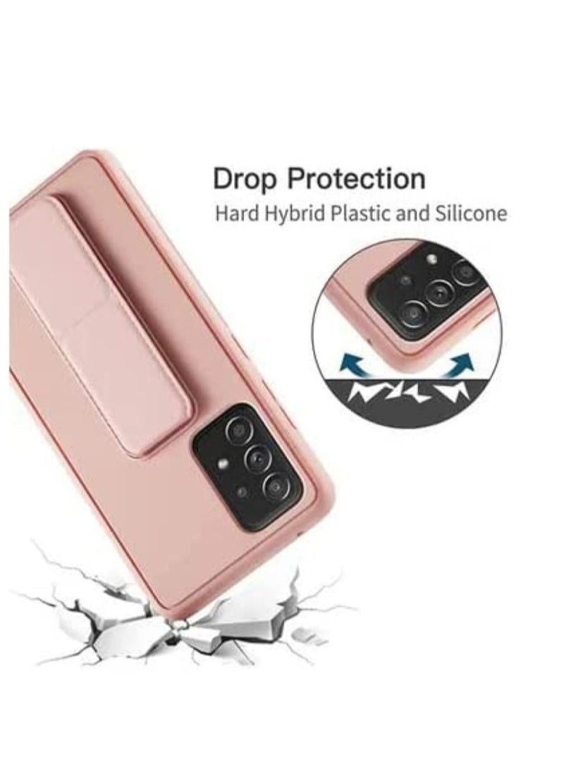 glassology حافظة شفافة لجهاز سامسونج جالاكسي A73 مع حامل مغناطيسي ومثبت، حزام يد عمودي وأفقي من السيليكون الفاخر، حامل متعدد، مثبت للسيارة، حزام إصبع + واقي شاشة (وردي) - Image 5