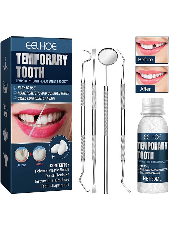 EELHOE Temporary Teeth Repair Kit, Tooth Repair Kit For Missing Teeth, Cavity Filler For Teeth, Temp Tooth Beads With 4 Dental Tools, Repair Missing Or Broken Teeth, Snap On Instant And Confident Smile - Image 1
