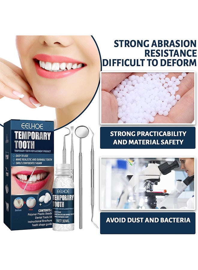 EELHOE Temporary Teeth Repair Kit, Tooth Repair Kit For Missing Teeth, Cavity Filler For Teeth, Temp Tooth Beads With 4 Dental Tools, Repair Missing Or Broken Teeth, Snap On Instant And Confident Smile - Image 3