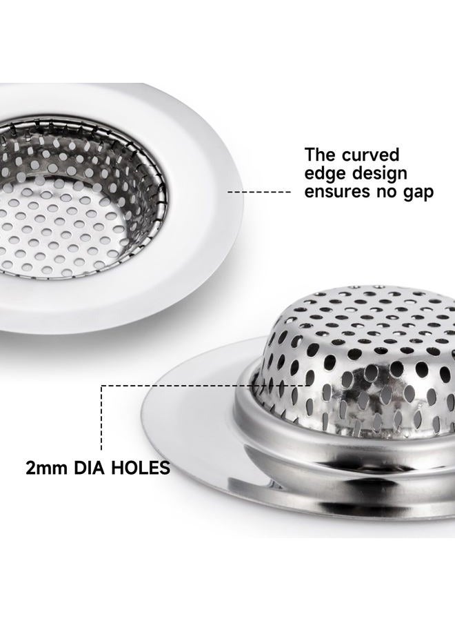 CORNERJOY 2PCS Bathtub Drain Strainer Cover - 2.84 inch Stainless Steel Shower Drain Hair Catcher - Image 3
