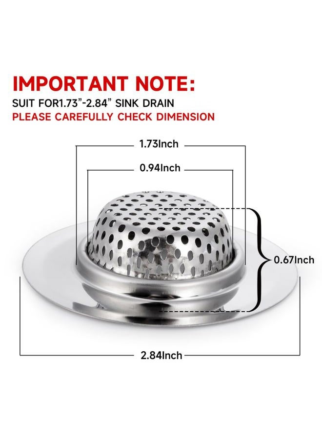 CORNERJOY 2PCS Bathtub Drain Strainer Cover - 2.84 inch Stainless Steel Shower Drain Hair Catcher - Image 2