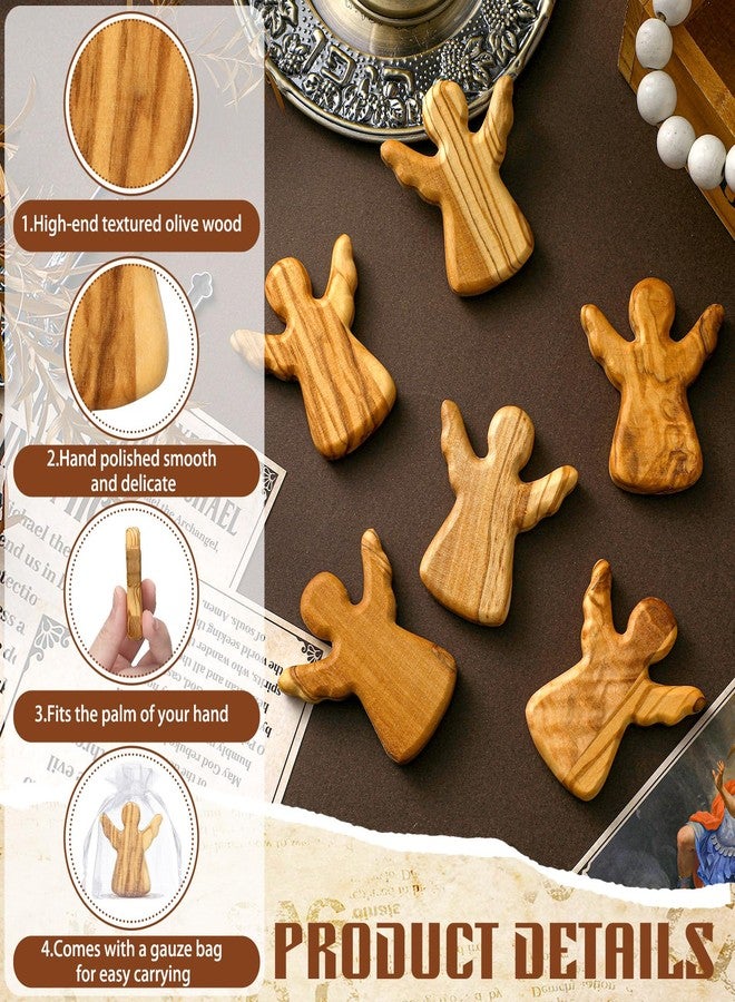 Geelin 6 Pcs Olive Wood Guardian Angel Comfort Pocket Angel with Mesh Bag Guardian Figurine Gifts for Relieve Anxiety Worry Religious Present for Christians Hospice Patients famliy Share - Image 3