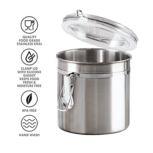 Oggi 36-Ounce Stainless Steel Canister with Clear Acrylic Lid and Locking Clamp - Image 3