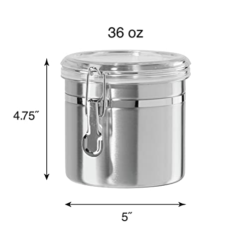 Oggi 36-Ounce Stainless Steel Canister with Clear Acrylic Lid and Locking Clamp - Image 5