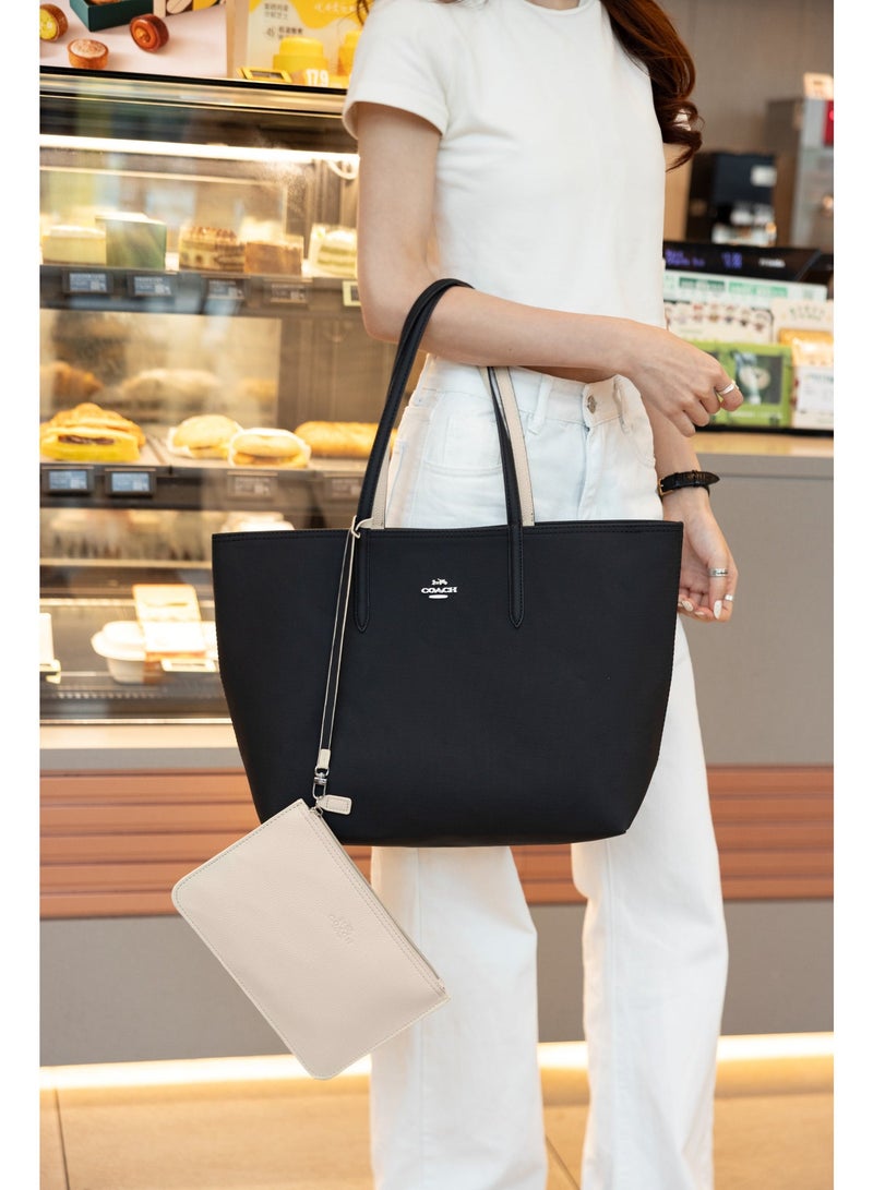coachoutlet Coach Bag  Women's Double-sided Two-color Large Capacity Handbag, Fashionable and Multifunctional, Black/Apricot - Image 2