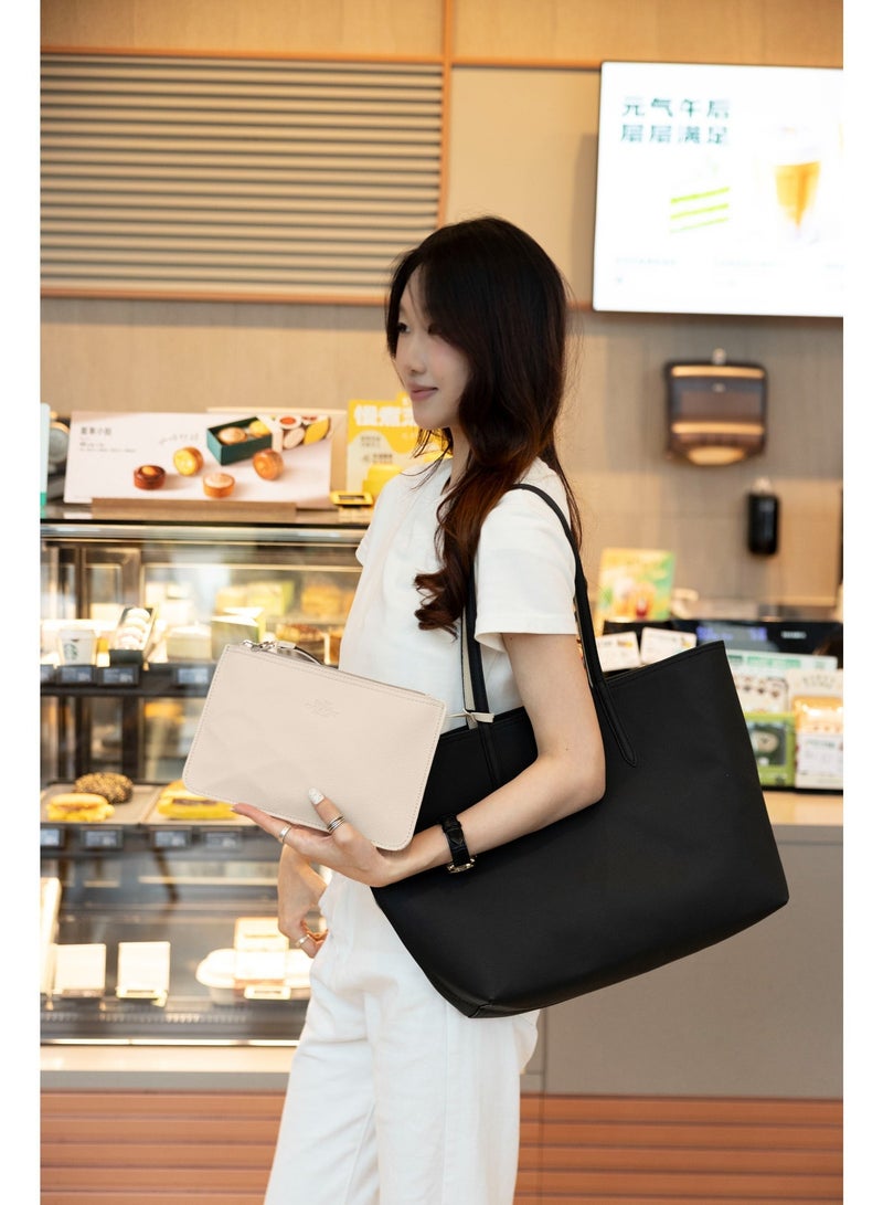 coachoutlet Coach Bag  Women's Double-sided Two-color Large Capacity Handbag, Fashionable and Multifunctional, Black/Apricot - Image 3