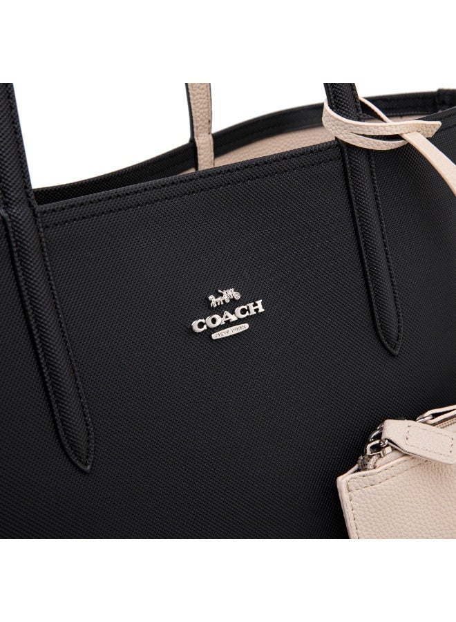 coachoutlet Coach Bag  Women's Double-sided Two-color Large Capacity Handbag, Fashionable and Multifunctional, Black/Apricot - Image 4