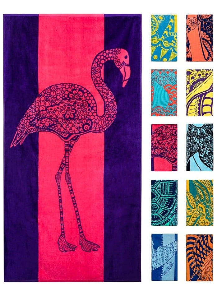 منشفة شاطئ كبيرة الحجم بتصميم لطيف، سريعة الجفاف للشاطئ أو حمام السباحة أو الحمام أو النزهات، كبيرة جدًا، مقاس اكس لارج (160 × 86 سم)، سميكة، محمولة، خفيفة الوزن، عالية الامتصاص للبالغين والرجال والنساء - Image 1