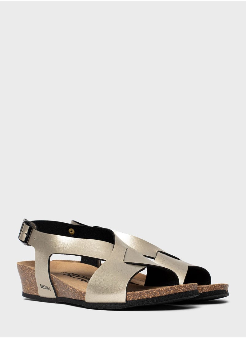 BAYTON - Salamanque Strappy Mid Heel Wedges - Image 1