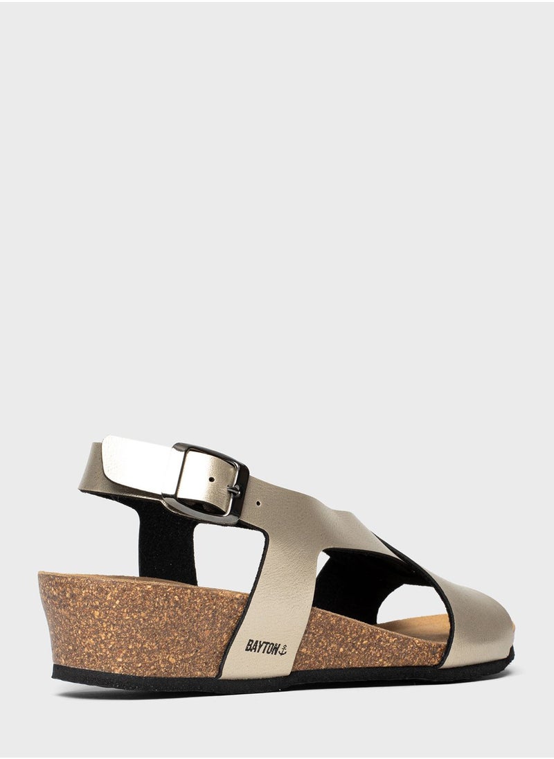 BAYTON - Salamanque Strappy Mid Heel Wedges - Image 1