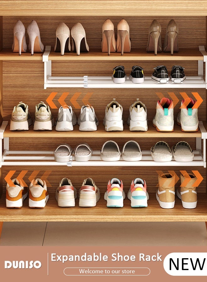 DUNISO Expandable Hanging Shoe Rack, Hanging Under Shelf Storing and Organization - for Shoe or Clothing Storage and Organization, Cabinet Shoe Rack White Retractable Hanging Under Shelf Storage Easy to Assemble  - Image 1