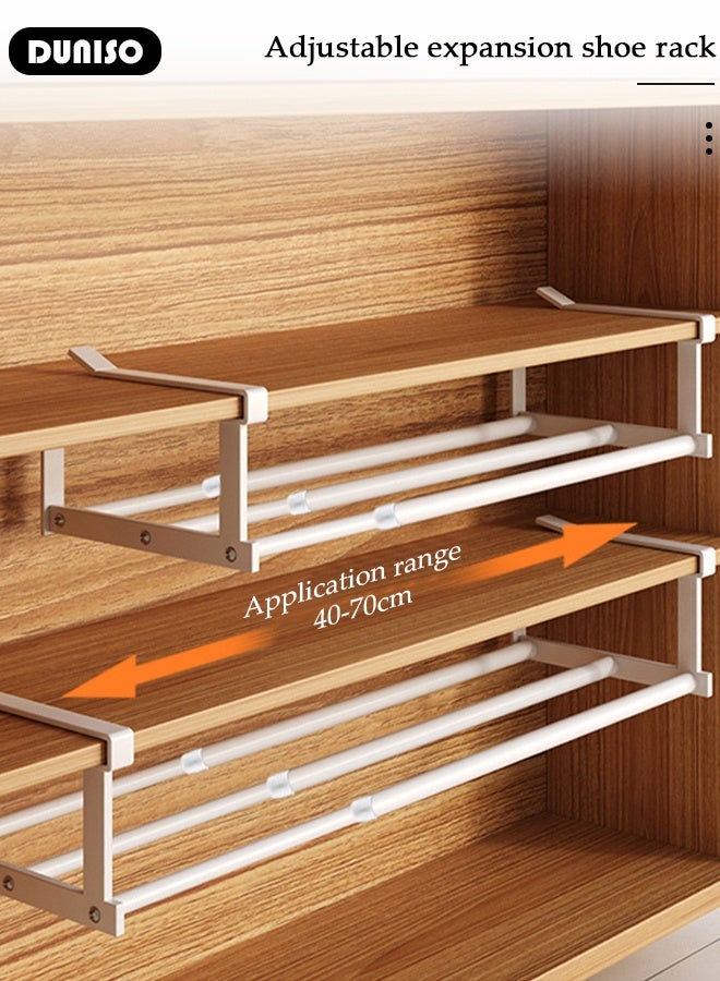 DUNISO Expandable Hanging Shoe Rack, Hanging Under Shelf Storing and Organization - for Shoe or Clothing Storage and Organization, Cabinet Shoe Rack White Retractable Hanging Under Shelf Storage Easy to Assemble  - Image 3