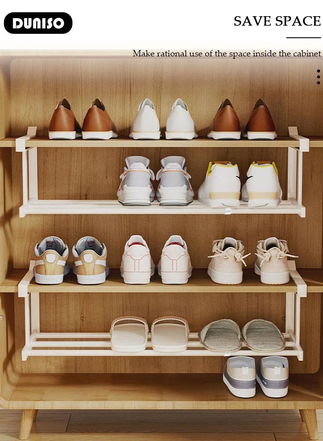 DUNISO Expandable Hanging Shoe Rack, Hanging Under Shelf Storing and Organization - for Shoe or Clothing Storage and Organization, Cabinet Shoe Rack White Retractable Hanging Under Shelf Storage Easy to Assemble  - Image 5