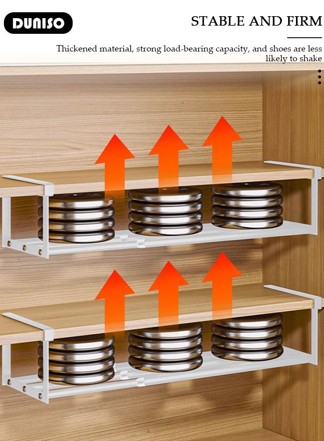 DUNISO Expandable Hanging Shoe Rack, Hanging Under Shelf Storing and Organization - for Shoe or Clothing Storage and Organization, Cabinet Shoe Rack White Retractable Hanging Under Shelf Storage Easy to Assemble  - Image 4