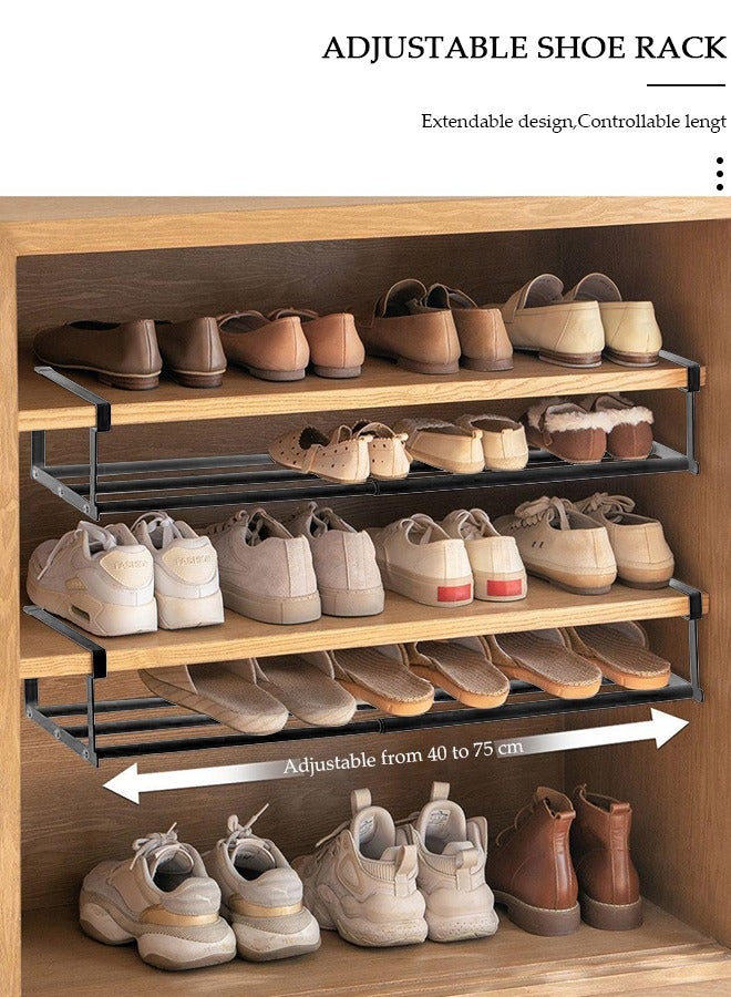 DUNISO Expandable Hanging Shoe Rack, Hanging Under Shelf Storing and Organization - for Shoe or Clothing Storage and Organization, Cabinet Shoe Rack White Retractable Hanging Under Shelf Storage Easy to Assemble - Image 3