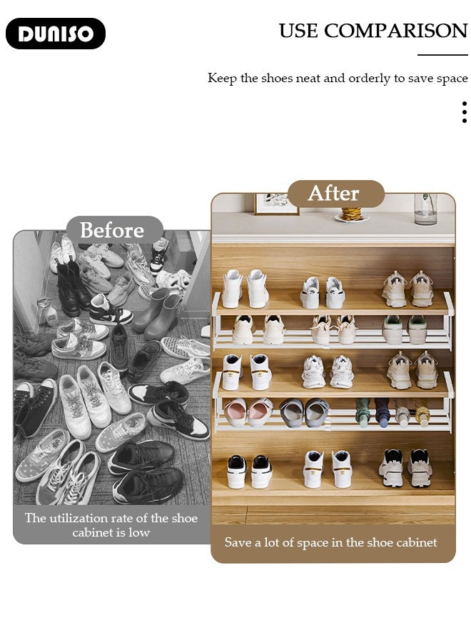 DUNISO Expandable Hanging Shoe Rack, Hanging Under Shelf Storing and Organization - for Shoe or Clothing Storage and Organization, Cabinet Shoe Rack White Retractable Hanging Under Shelf Storage Easy to Assemble - Image 4