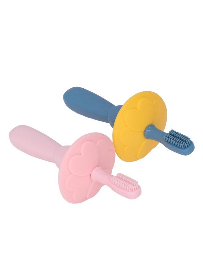 2Pcs Baby Silicone Toothbrush Ultra Soft Bristles Safe Detachable Design Infant Silicone Training Toothbrush