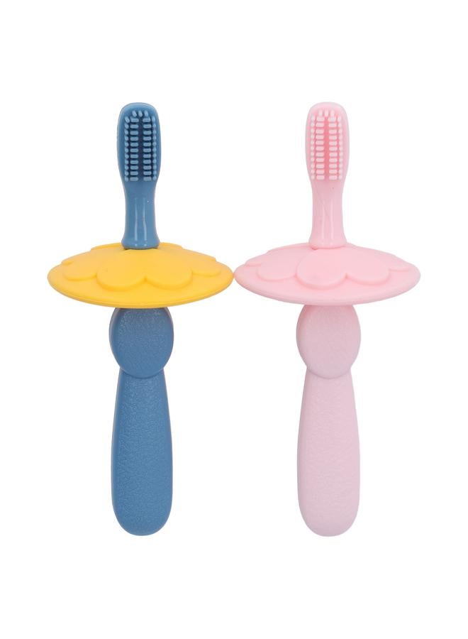 2Pcs Baby Silicone Toothbrush Ultra Soft Bristles Safe Detachable Design Infant Silicone Training Toothbrush