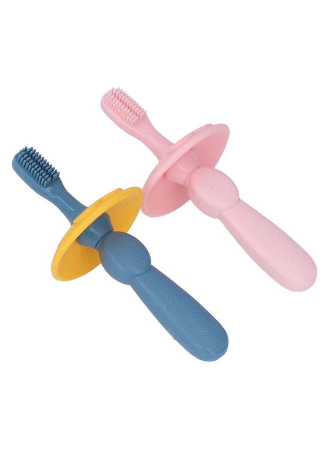2Pcs Baby Silicone Toothbrush Ultra Soft Bristles Safe Detachable Design Infant Silicone Training Toothbrush