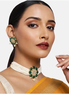 Just Peachy Just Peachy Elegant Women’s Green Studded Jewellery Set – Featuring a Stunning Necklace and Earrings with Vibrant Green Stones, Perfect for Special Occasions, Weddings, and Parties  - Image 2