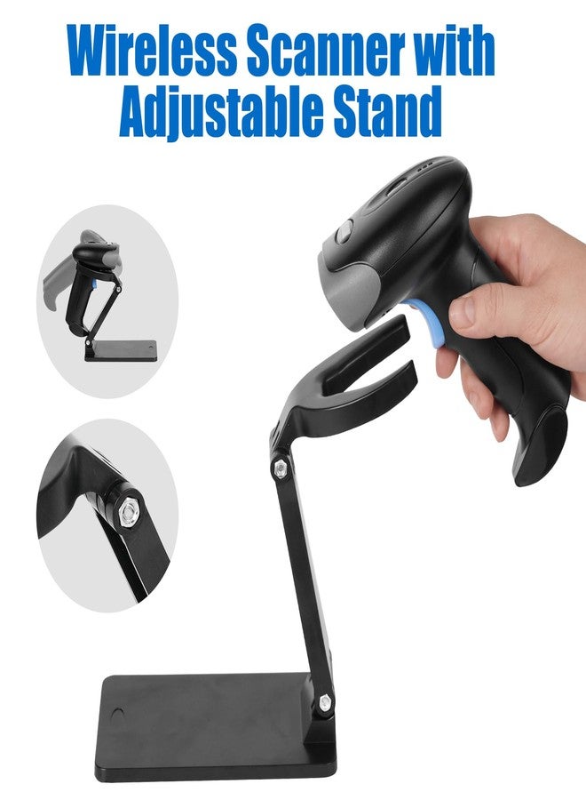 Rabitpos QR Code Scanner with Foldable Stand, 1D 2D Barcode Scanner 2.4G Wireless & USB Wired Connection, Handheld CMOS Image Bar Code Reader for Warehouse Library Supermarket - Image 4