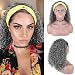 Aisaide Short Afro Kinky Curly Grey Headband Wigs for Black Women,Synthetic Curly Headband Wig Afro Curly Wave Deep Wave Black Headband Wig Wrap Wig with Headbands Attached Scarf Wig 16inch(1B/GREY) - Image 2
