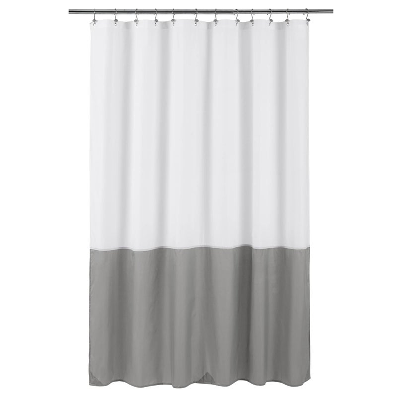 ALYVIA SPRING Waterproof Fabric Shower Curtain Liner Soft LightWeight Cloth Shower Liner 3 Bottom Magnets Hotel Quality Machine Washable Standard Size 72x72 White and Grey