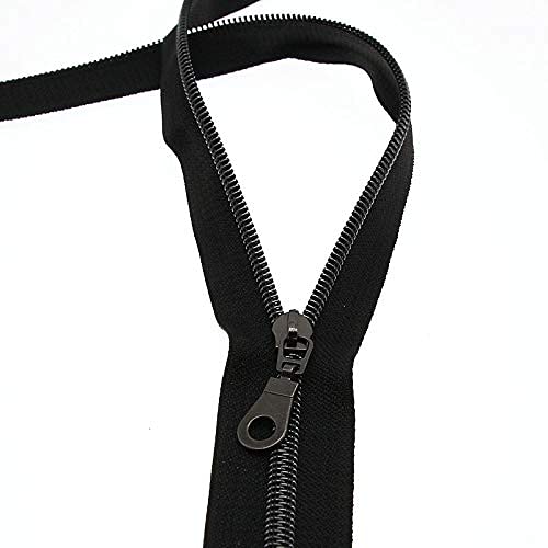 SHUNLI #5 Black Nickel Zippers by The Yard Bulk Metallic Nylon Coil Zipper Tape 10 Yards with 25Pcs Gunmetal Zipper Pulls for DIY Sewing Crafts Replacement Bags SHUNLI - Image 3
