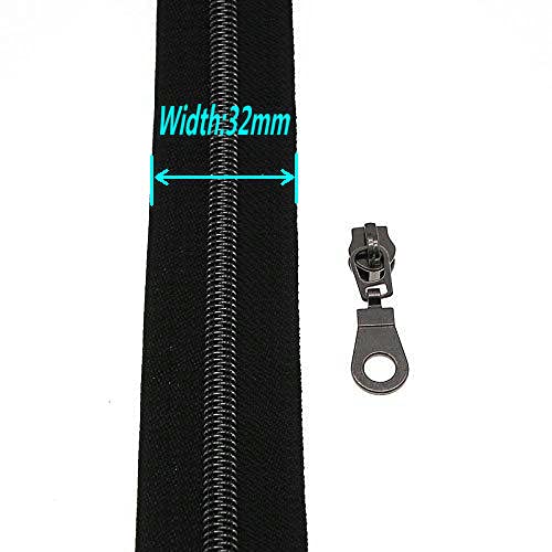 SHUNLI #5 Black Nickel Zippers by The Yard Bulk Metallic Nylon Coil Zipper Tape 10 Yards with 25Pcs Gunmetal Zipper Pulls for DIY Sewing Crafts Replacement Bags SHUNLI - Image 5