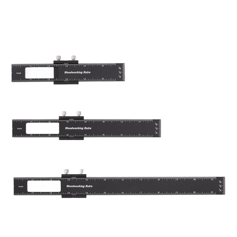 Aluminium Alloy Woodworking Ruler Set With Slide Stops 3 Pcs Precision Measuring Tool - Image 2