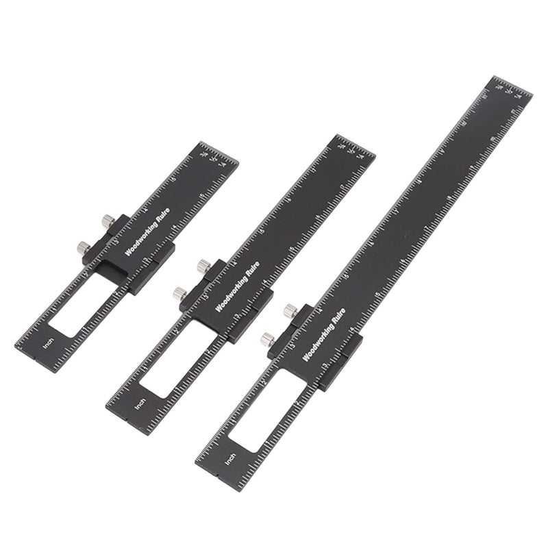 Aluminium Alloy Woodworking Ruler Set With Slide Stops 3 Pcs Precision Measuring Tool - Image 4