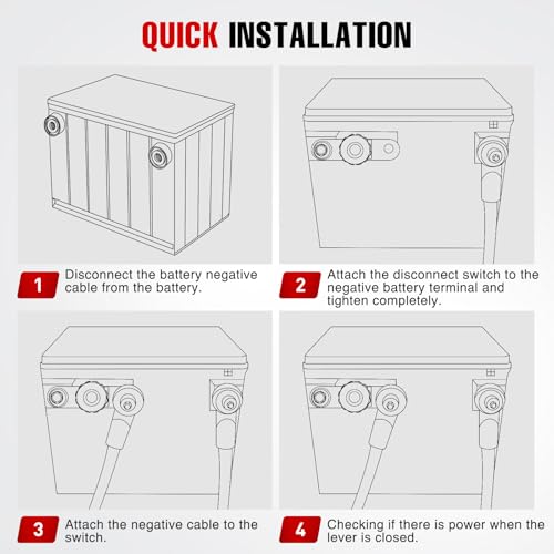 Nilight Side Post Battery Switch Heavy Duty 12DVC 125A Negative Kill Power Master Cut Off Isolator with Knob Quick Disconnect for Car Auto Truck Boat RV ATV - Image 5