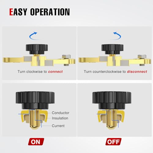 Nilight Side Post Battery Switch Heavy Duty 12DVC 125A Negative Kill Power Master Cut Off Isolator with Knob Quick Disconnect for Car Auto Truck Boat RV ATV - Image 2