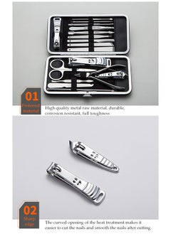 Generic Manicure Set Professional Nail Clippers Pedicure Kit,17 Pieces Stainless Steel Manicure Kit, Professional Grooming Kits, Nail Care Tools with Luxurious Travel Case  - Image 2