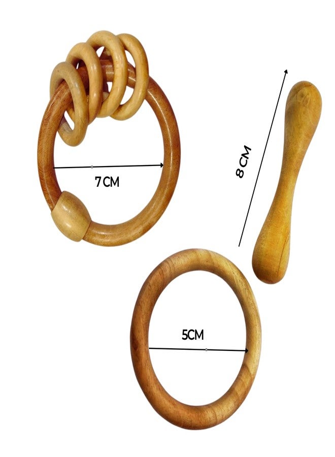 Litilish Organic Neem Wood Teether Combo for Babies - 1 Ring Rattler, 1 Dumbbell & 1 Teething Ring_ Pack of 3 Safe Natural Wooden Toys for 3-12 Months | Handcrafted & Eco-Friendly | wooden teethers for 6 to 12 months - Image 3