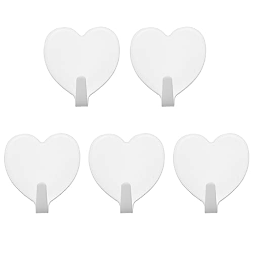 Lind Kitchen 5PCS 40 45mm Stainless Steel HeartShaped Hook Heart Shaped Multifunctional Self Adhesive Door Hook Coat Hooks Wall Mounted Coat Rack Closet Hooks Milky White